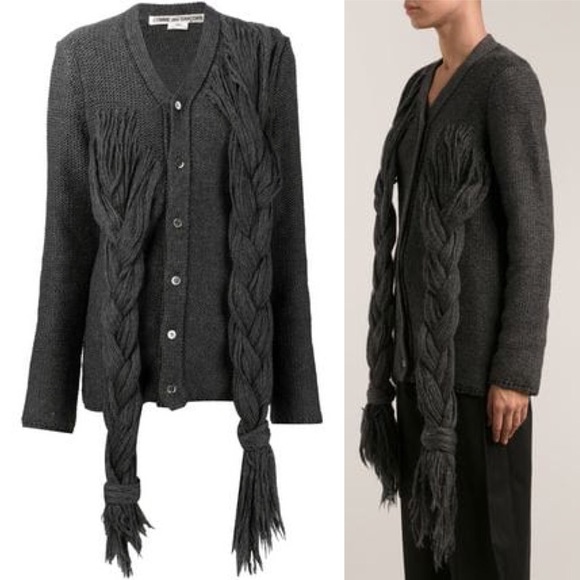 Comme des Garcons Sweaters - Comme Des Garçons Gray Braided Knit Cardigan XS
